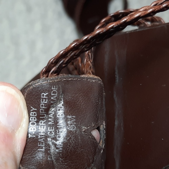 Nickels Woven leather strappy open back sandals,  size 6, brown. - Picture 7 of 8